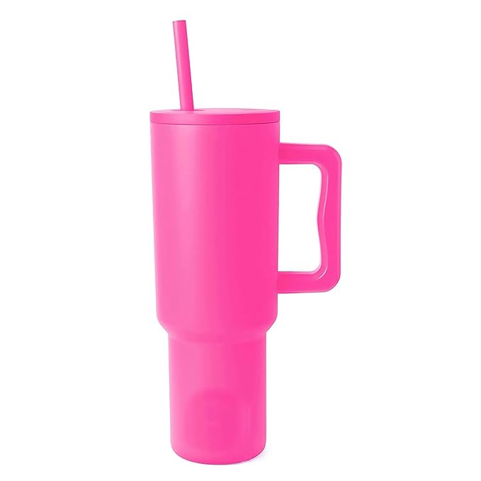 Tumbler with lid and Straw 1200ML Cup Stainless Steel Vacuum Insulated Tumbler for Water, Iced Tea or Coffee 1.2L Office Gym Travelling (40 - Oz - raspberry pink)