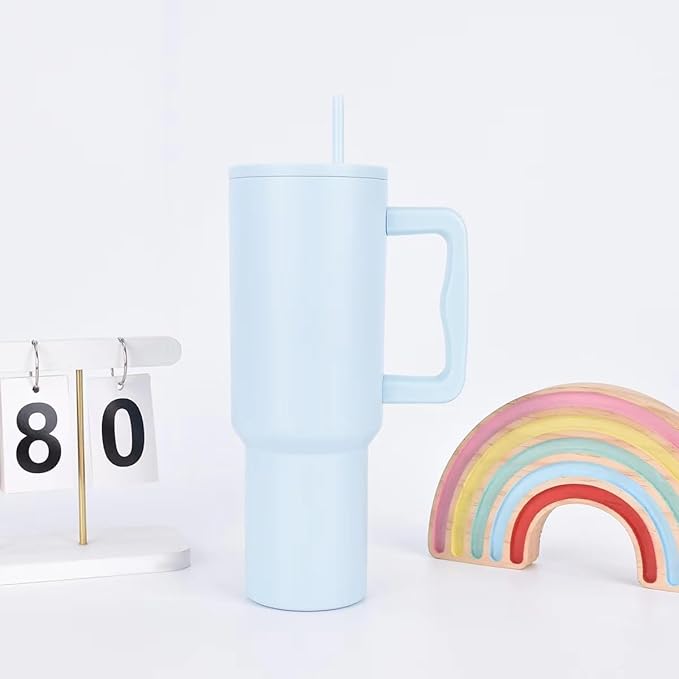 Tumbler with lid and Straw 1200ML Cup Stainless Steel Vacuum Insulated Tumbler for Water, Iced Tea or Coffee 1.2L Office Gym Travelling (40 - Oz - Retro Mint)