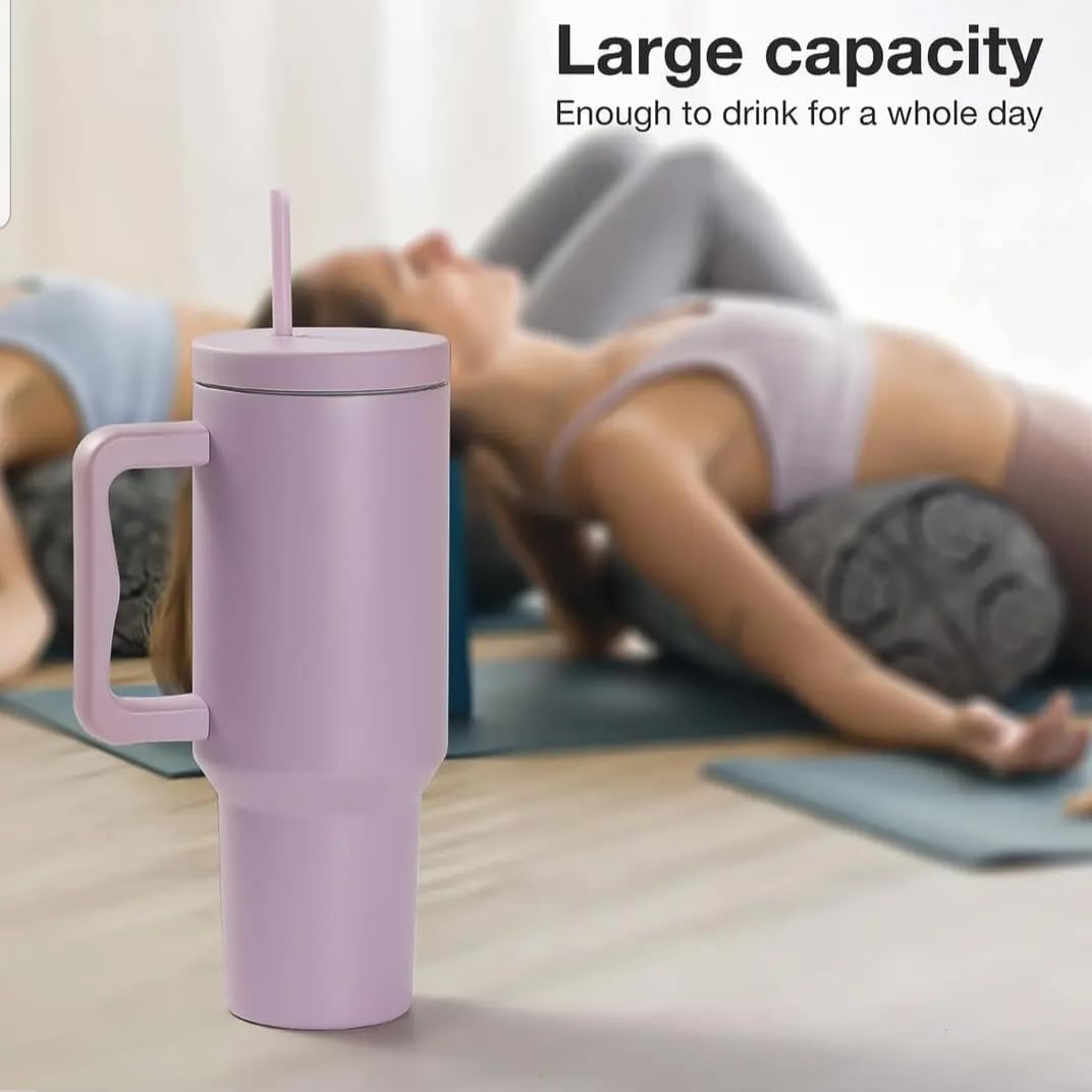 Tumbler with lid and Straw 1200ML Cup Stainless Steel Vacuum Insulated Tumbler for Water, Iced Tea or Coffee 1.2L Office Gym Travelling (40 - Oz - Lavender Mist)