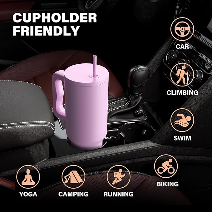 Tumbler with lid and Straw 1200ML Cup Stainless Steel Vacuum Insulated Tumbler for Water, Iced Tea or Coffee 1.2L Office Gym Travelling (40 - Oz - Lavender Mist)