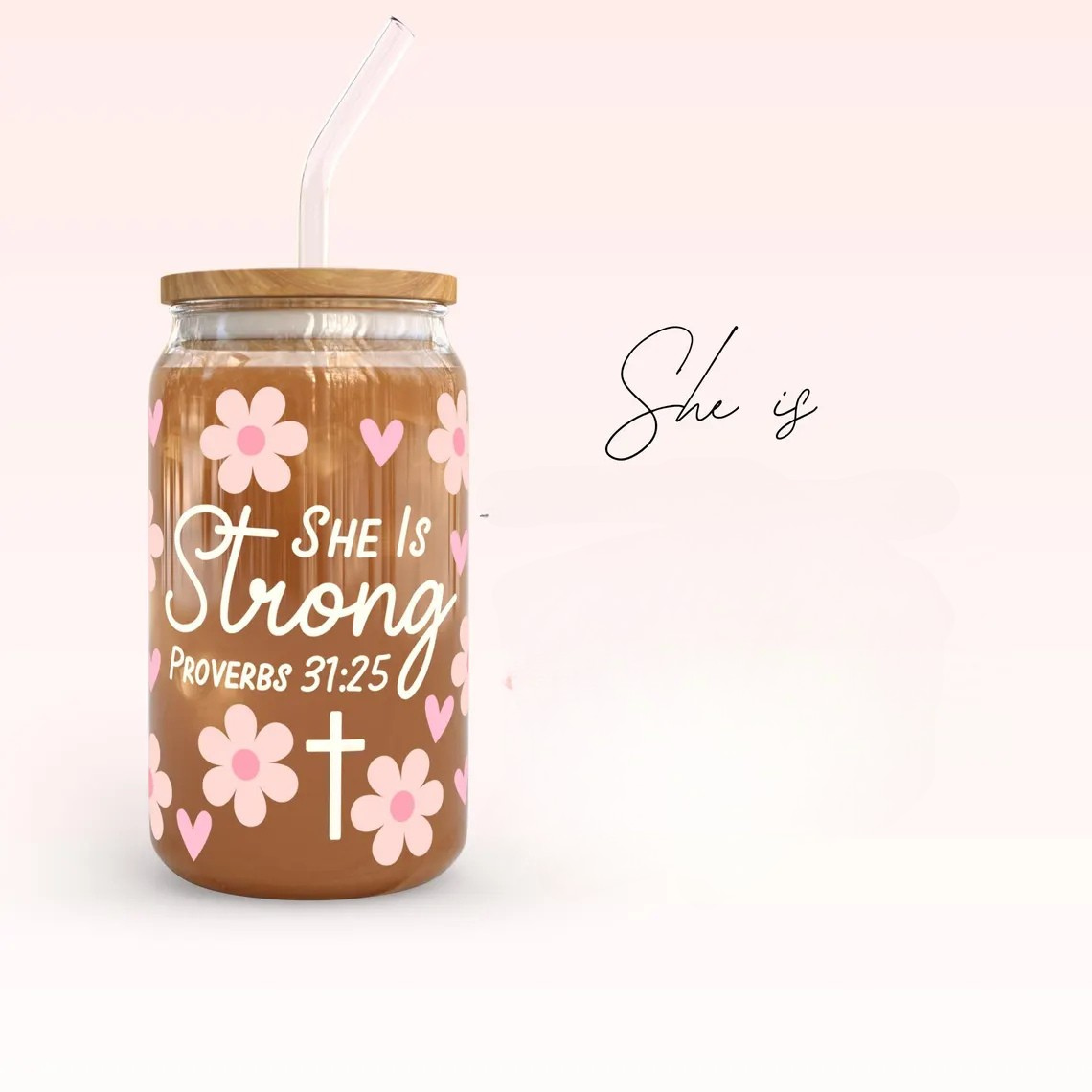 Designer Glass Tumbler|SHE IS STRONG