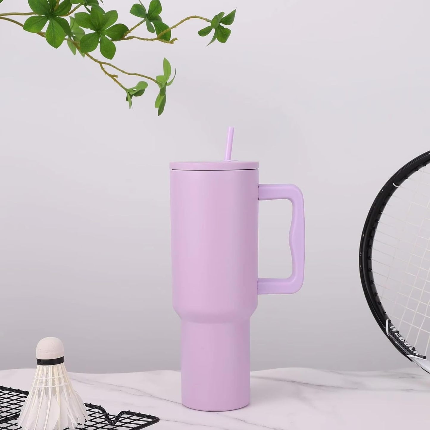 Tumbler with lid and Straw 1200ML Cup Stainless Steel Vacuum Insulated Tumbler for Water, Iced Tea or Coffee 1.2L Office Gym Travelling (40 - Oz - Lavender Mist)